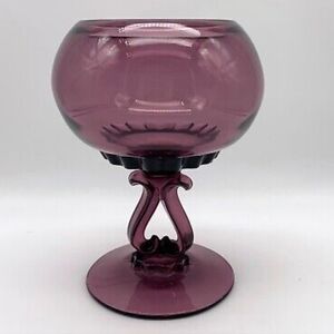 Vintage MCM Viking Glass Amethyst Princess Flowerlite Vase 7